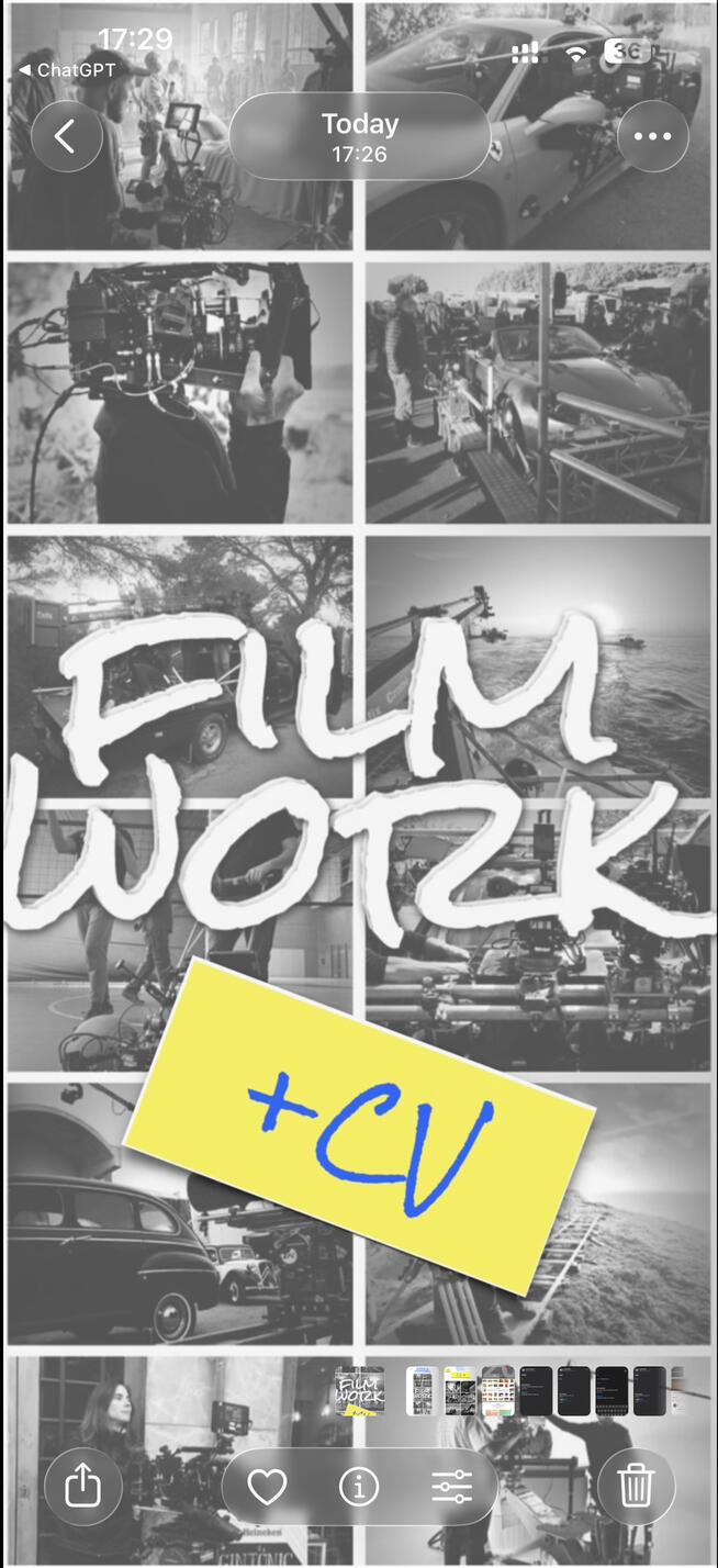 my linkedin profile - film crew, technical, creative